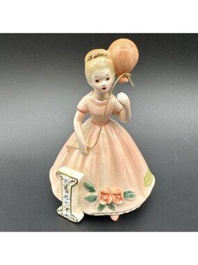 Vintage Josef Originals Monogram Series Letter I Pink Girl Balloon Birthday HTF